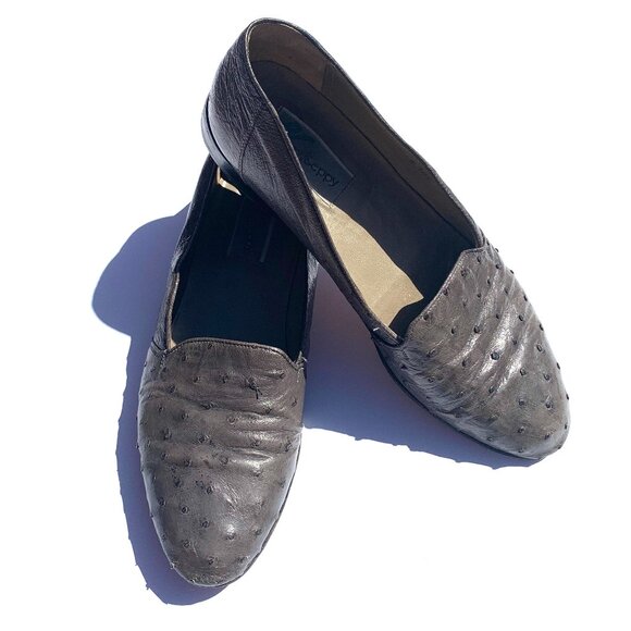 VTG Vero Cuoio Men’s Ostrich Slip On Loafers, Grey 10.5 main image 3